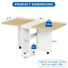 Drop Leaf Folding Dining Table 127cm w/Storage Shelves,Lockable Casters Rolling