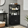 Freestanding Bathroom Floor Cabinet Wooden Tall Storage Cupboard 2 Open Shelves