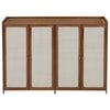 Shoe Cabinet Storage Organizer 4 Rattan Door Cupboard Footwear Stand Wooden Unit