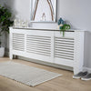 Extending Radiator Cover Adjustable White Wooden MDF Wall Cabinet Slatted Grill