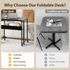 Folding Desk with Storage Shelf Rolling Desk on Wheels Foldable Computer Table