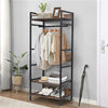 Rustic Wooden Clothes Garment Rail Open Hanging Display Shelf Shoe Rack Entryway