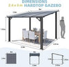 Aluminium Lean-To Gazebo, Wall-Mounted Hardtop Roof Pergola for Garden & Patio