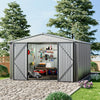 10 x 12 FT Galvanised Steel Sheds Garden Storage Shed Ventilation w/ Double Door