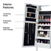Full Length Tilting Mirror Jewellery Cabinet with Storage & LED Lights, Beautify