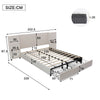 4ft6 Double Velvet Bed Frame with Headboard with Storage Pockets & Drawers Beige