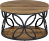 Round Coffee Table 2-Tier Industrial Center Table with Storage for Living Room
