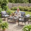 4 Piece Rattan Garden Furniture Set with Loveseat, Armchairs, Table, Grey