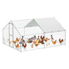 Walk-in Metal Chicken Coop Poultry Cage Pet House with Waterproof Cover