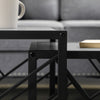 Set of 3 Nesting Coffee Tables Square Side Tables with Metal Frame, Grey