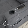 L-Shaped Pull Out Sofa Bed with Storage Corner Couch with USB, LED, Cup Holders