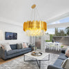 Gold Crystal Chandelier Modern Flush Mount Ceiling Light Fixture Luxury Lighting