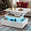 High Gloss LED Coffee Table With Hidden Storage Lift Top & 2 Drawers Furniture