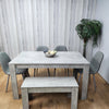 Wooden Grey Dining Table Set with Bench and 4 Grey Chairs Kitchen Room Furniture