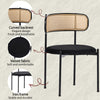 Dining Chairs Set of 4, with Rattan Backrest, Padded Seat & Metal Legs, Black