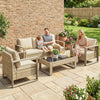 4 Piece Rattan Garden Furniture Set with 3-Seater Sofa, Armchairs, Table, Khaki