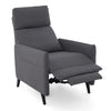 Push Back Recliner Chair Grey Linen Fabric Reclining Armchair