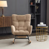 Rocking Chair for Nursery Corduroy Upholstered Nursing Chair with Footrest Brown