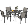 5 Piece Garden Furniture Set, Outdoor Dining Set w/ 4 Stackable Chairs Dark Grey