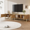 180cm TV Media Stand Unit w/ Wood Grain, 4 Cabinet Doors & Semi-Circular Handles