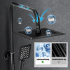 Exposed Shower Taps Mixer Valve Black Bathroom Square Twin Head Bar Shower Set