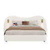 6FT Bouclé Super King Bed with Hydraulic Storage, USB Charging & Reading Lights