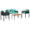Outdoor Furniture Set Black and Turquoise Poly Rattan
