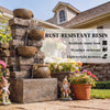 Outdoor Fountain, Resin Garden Fountain with Adjustable Flow, Rustic Brown
