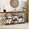 180CM Console Sofa Table with 6 Storage Shelves, Industrial Entryway Couch Table