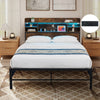 Double Size Metal Platform Bed with Storage Shelves