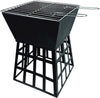 Outdoor Charcoal Fire Pit BBQ Grill Bowl Square Garden Patio Barbecue Log Heater
