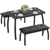 3Pcs Dining Table Set for 4, Kitchen Table w/Metal Frame & 2 Upholstered Benches