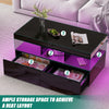 Coffee Table with LED High Gloss Black Coffee Table Centre 2 Drawers Rectangular