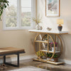 105cm Industrial Console Table, 4-Tier Narrow Entryway Sofa Table w/ Circle