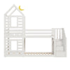 Kids Bunk Beds Double Pine Wooden Bunk Bed With Stairs 3FT Single Size Bed Frame
