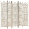 Hand carved 5-Panel Room Divider White 200x165 Solid Wood R3V3