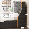 Full Size Bed Frame with Charging Station, Storage 4 Drawers and Headboard