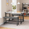Dining Table Set for 4 w/ 2 Upholstered Benches, Space Saving Kitchen Table Set
