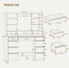 White Vanity Desk with LED Bulbs, Large Mirror, 9 Shelves Drawers Dressing Table