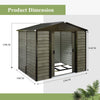 8X6ft Galvanized Metal Garden Shed Outdoor Tool Storage Shed With Base Grey