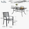 7 Piece Metal Outdoor Patio Dining Set with Umbrella Hole Patio Furniture Set