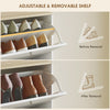 Narrow Shoe Cabinet w/ 3 Flip Drawers for 12-18 Pairs of Shoes White