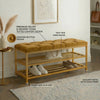 2-Tier Velvet Top Bamboo Gold Metal Shoe Rack Stand Shoe Storage Shelf Hallway