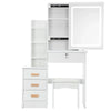 Dressing Table Mirror Drawers Vanity Makeup Desk Stool Set With LED Lights White