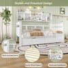 Single Bed Frame w/ 2 Storage Drawers, Bookcase Headboard & Guardrail, 90x190cm