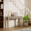 Silver Mirrored Entryway Console Table Sofa Side Table with Gold Rim for Hallway
