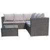 Outdoor L-Shape Rattan Sofa Glass Coffee Table 5-Seat Garden Furniture Set Black