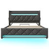LED Upholstered Bed 5ft King Bed Frame with Hydraulic Storage & Headboard, Grey