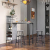 3PCS Bar Table & 2 Stool Industrial Kitchen Dining Set W/ Wine Rack Glass Holder