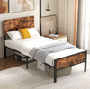 Double Bed Frame Industrial Metal Platform Bed with Headboard and Footboard